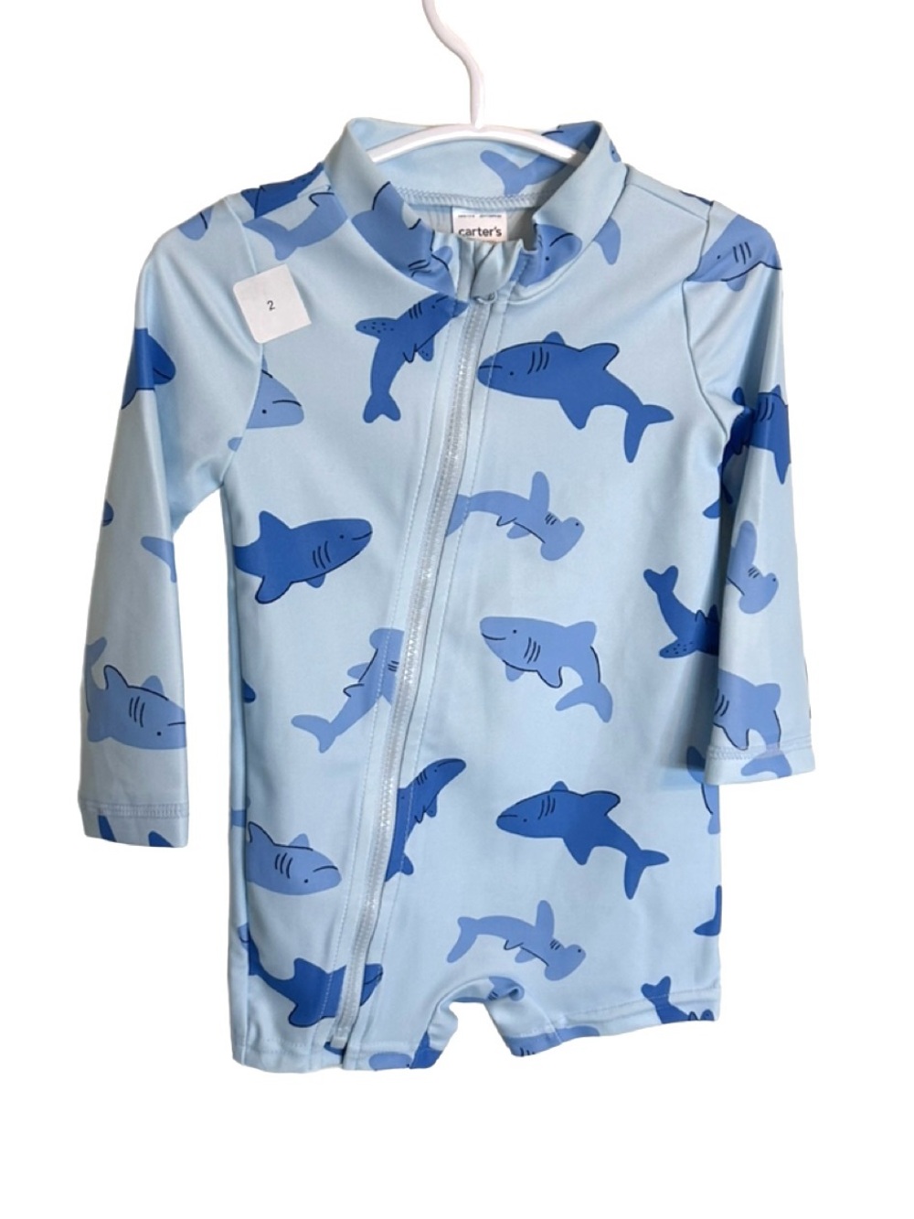 Carter's Child of Mine Shark Print One-Piece Rash Guard Swimsuit.
9m NWT